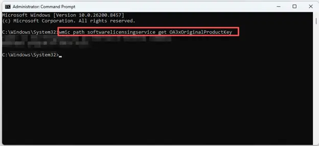 Find Windows 11 product key using CMD