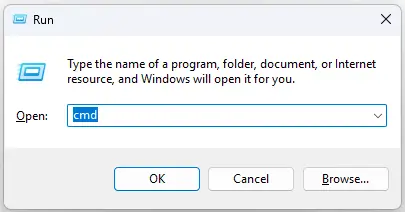 Type cmd in the Run box