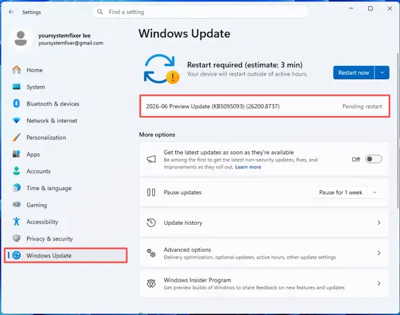 install Windows 11 update KB5095093