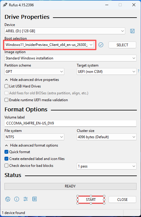 create bootable USB of Windows 11 26h2