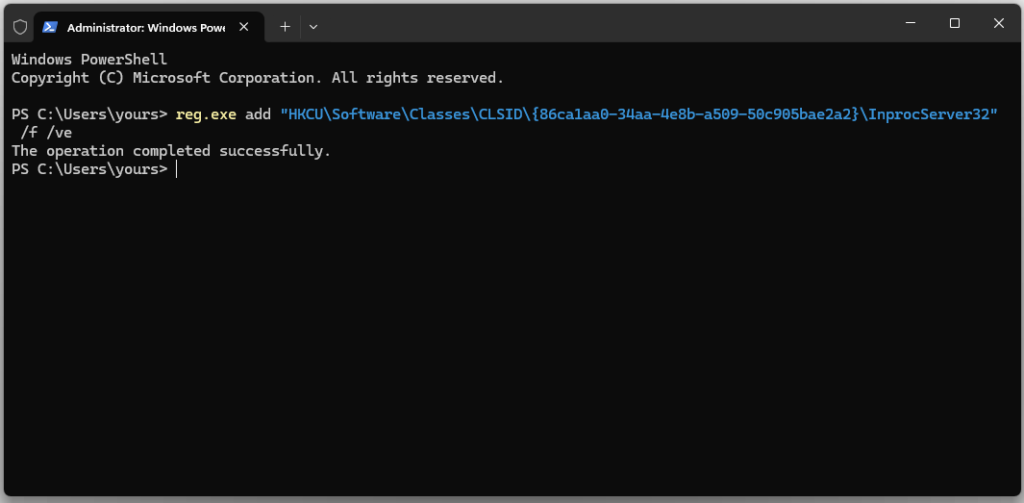 Restore the Classic Windows 10 Context Menu using CMD command